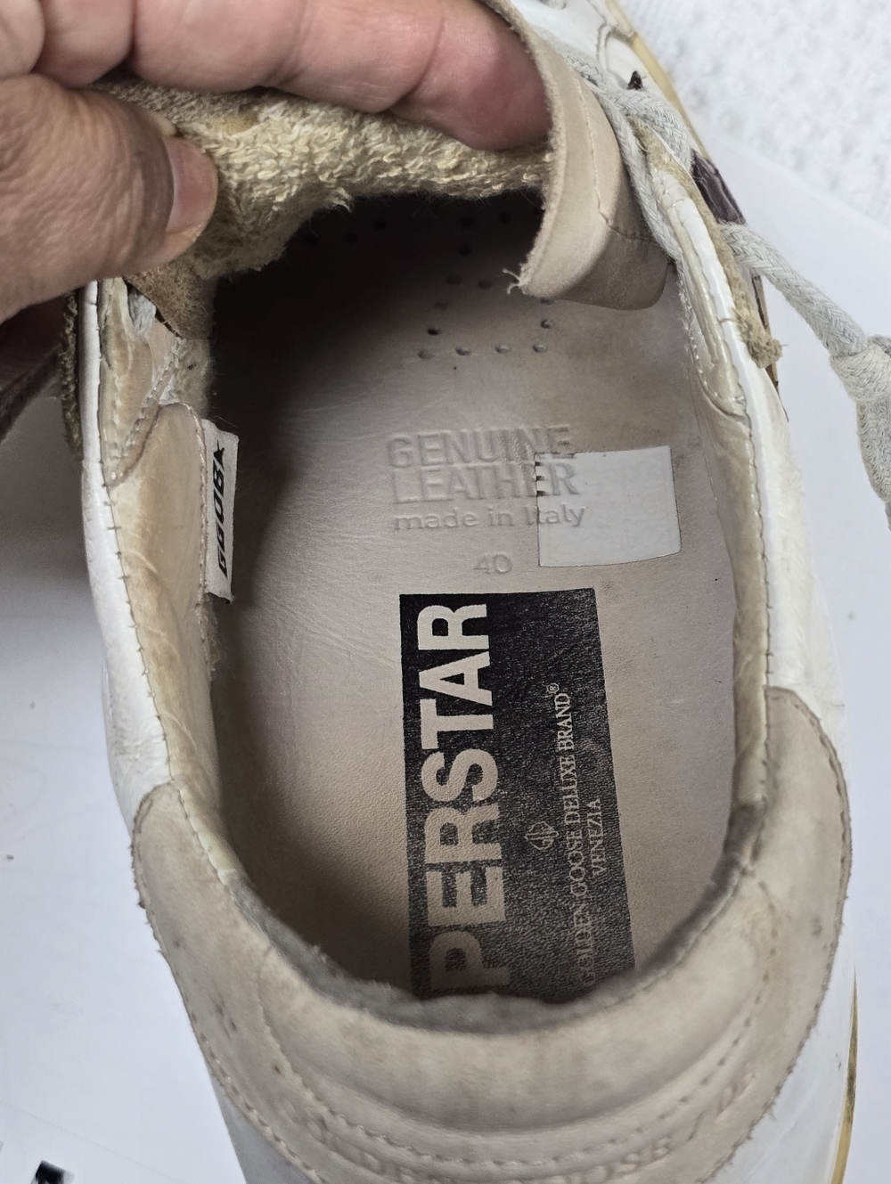 Golden Goose White Sneakers with Gray Suede and Burgundy Star Size 40 - Picture 10 of 15